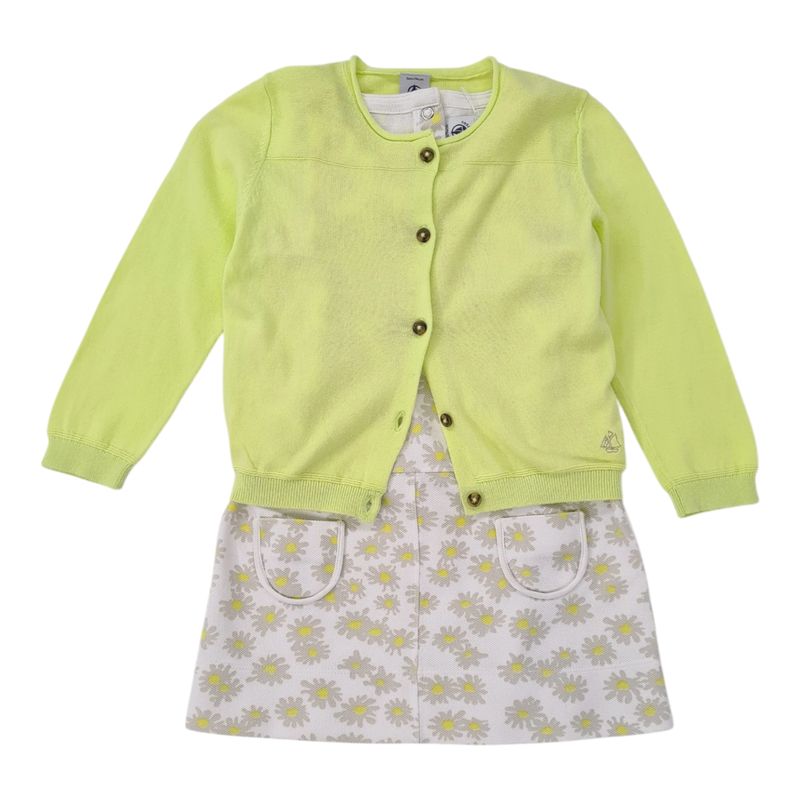 Petit Bateau Kleid + Strickjacke Set Gr. 92 / 3 Jahre