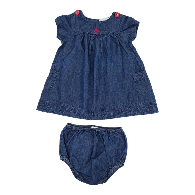 Jacadi Baby-Set Jeanskleid & Windelhose Gr. 74 / 12M